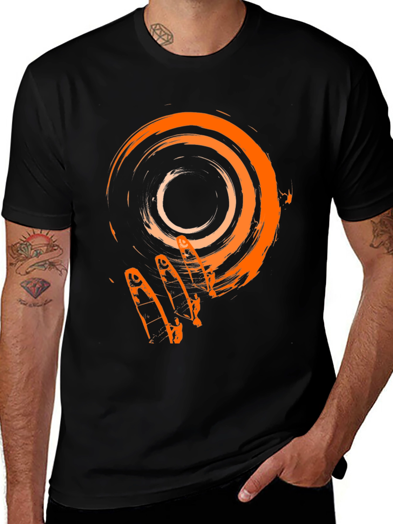 Variant 15 of Abstract Orange Vortex Graphic T-Shirt - Modern Design