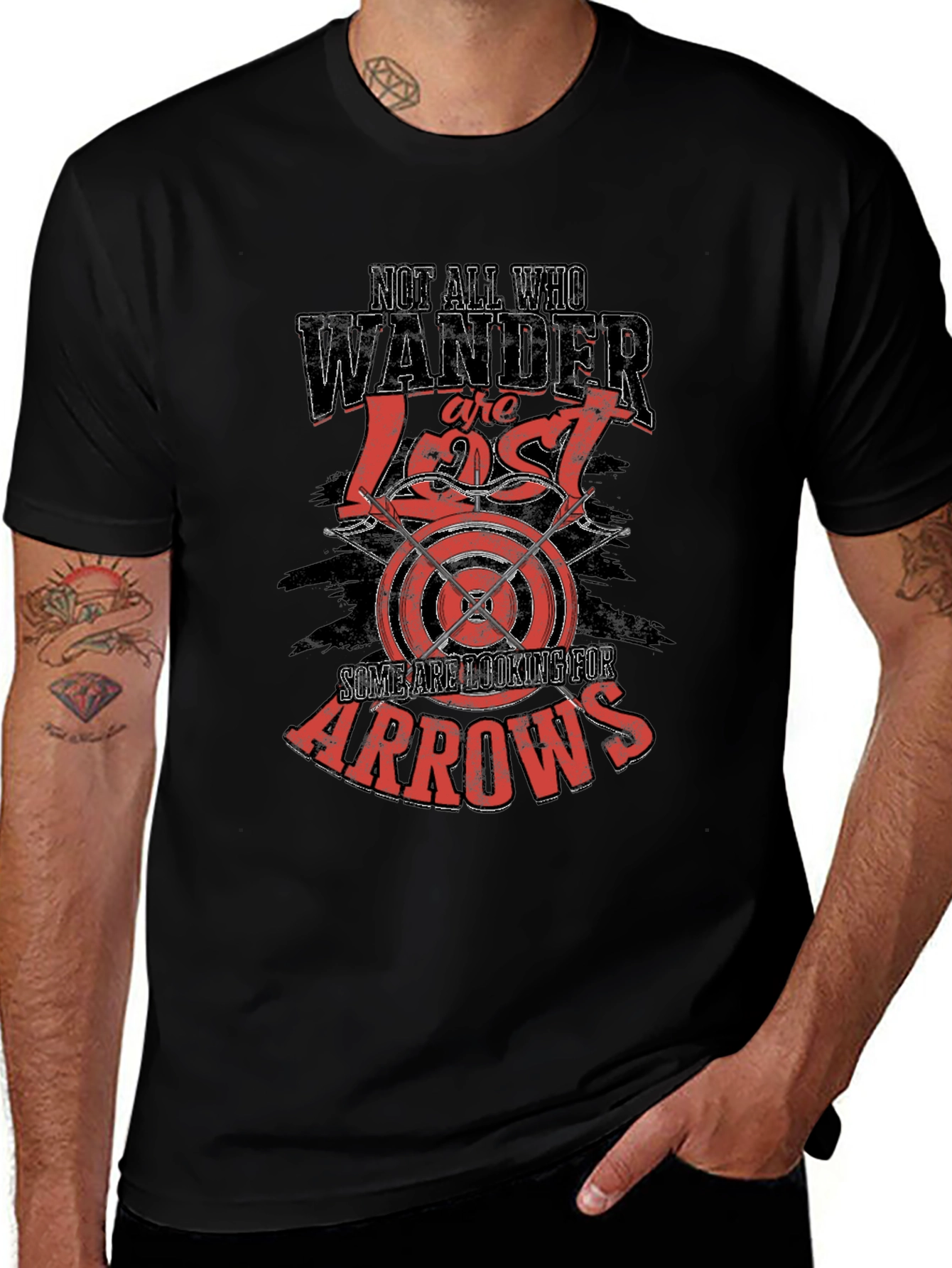 Variant 30 of Wanderer Arrow Graphic Tee - Black Cotton T-Shirt