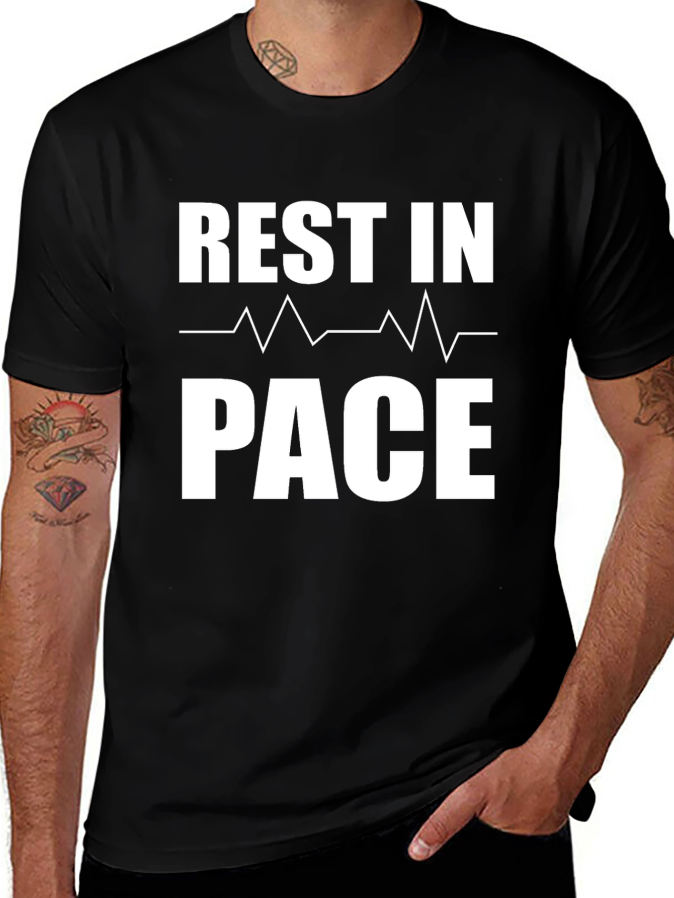 Black Rest In Pace Black Graphic T-Shirt main image