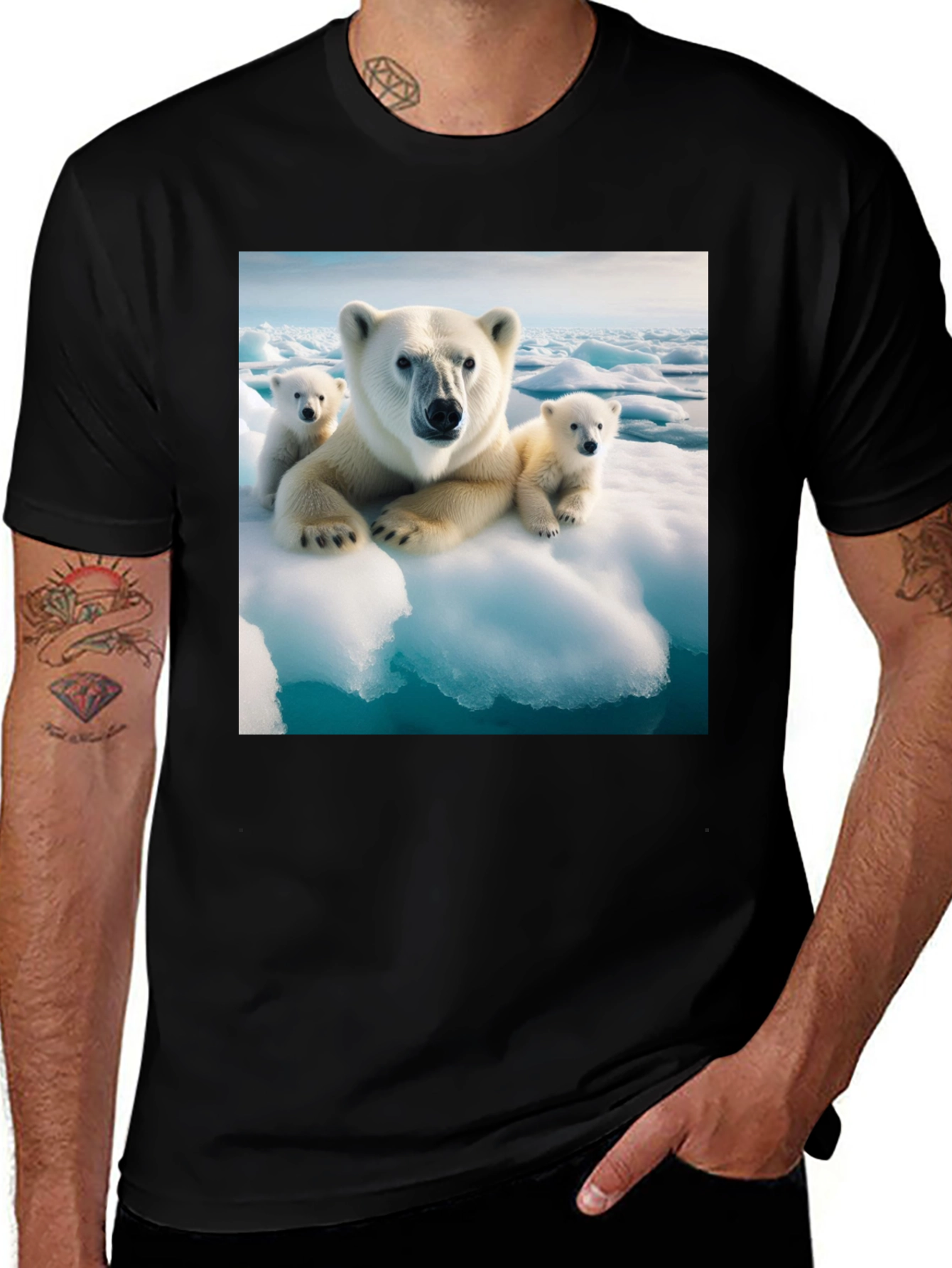 Variant 20 of Polar Bear Family Graphic T-Shirt