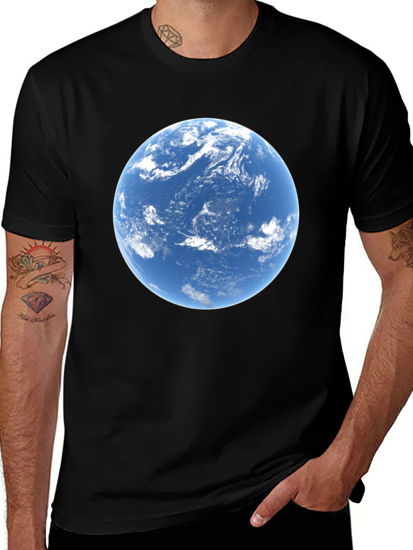Earth Graphic Black T-Shirt - Celestial Style