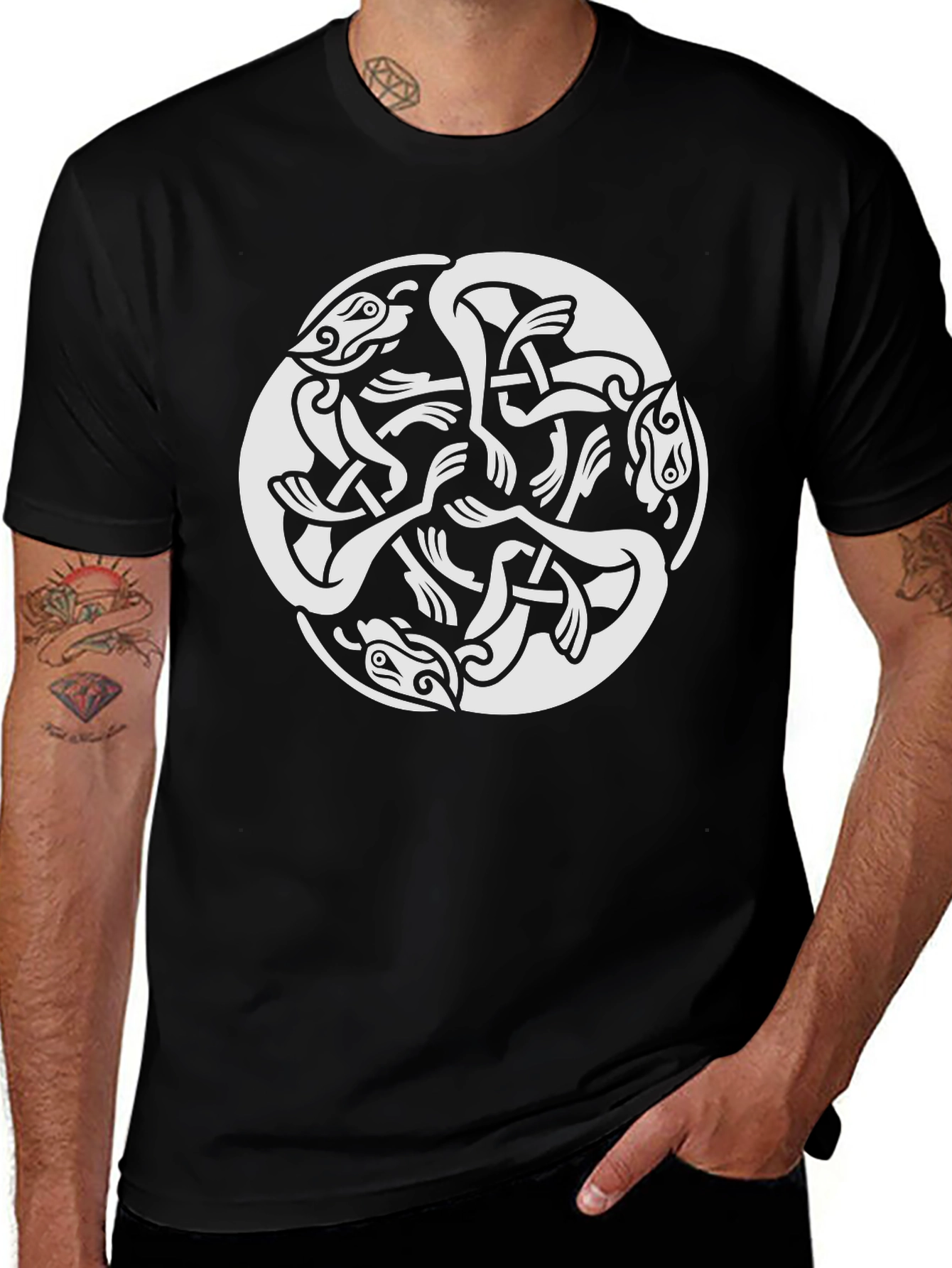 Variant 30 of Celtic Knot Dragon T-Shirt - Black