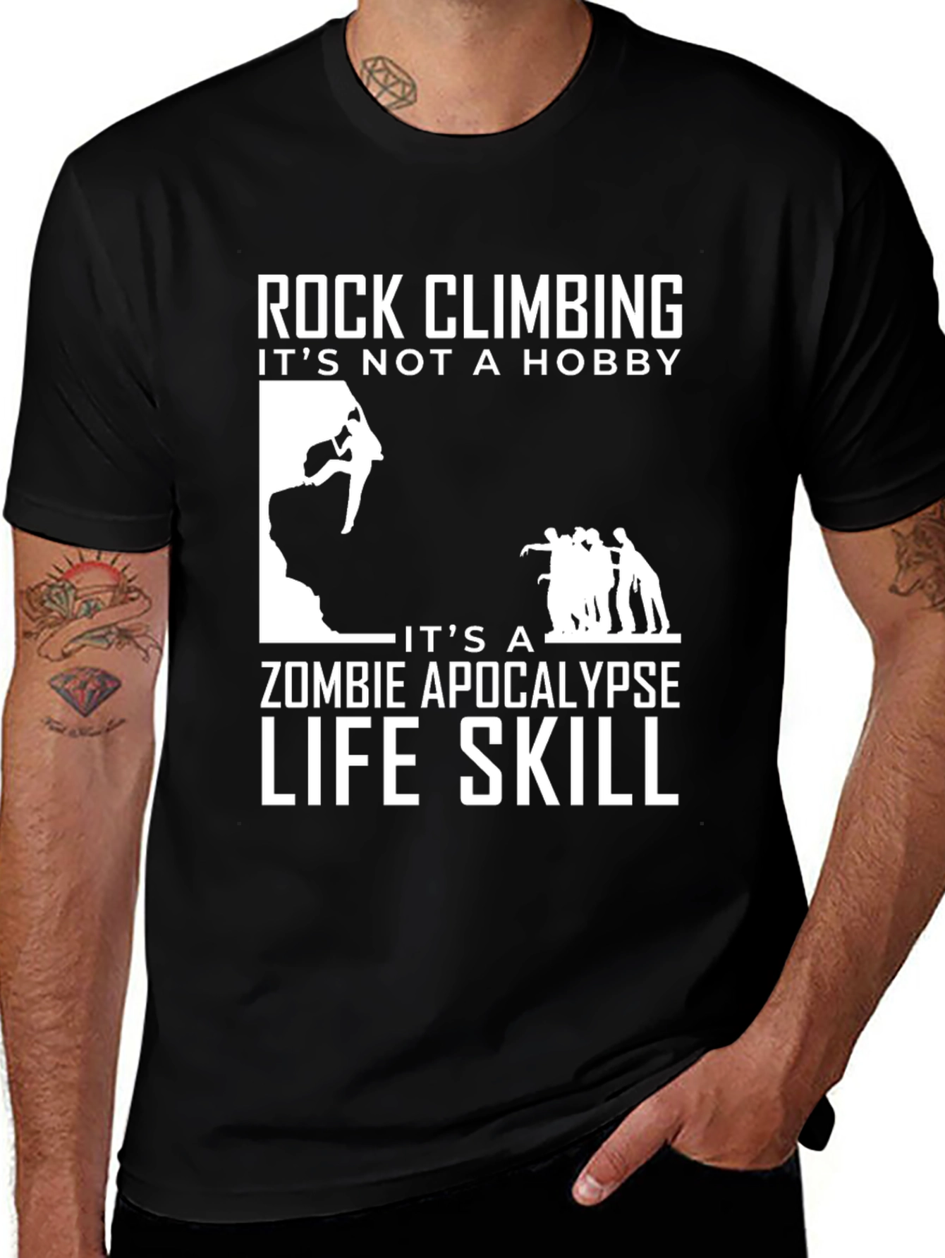 Variant 2 of Rock Climbing Zombie Apocalypse Life Skill Graphic T-Shirt