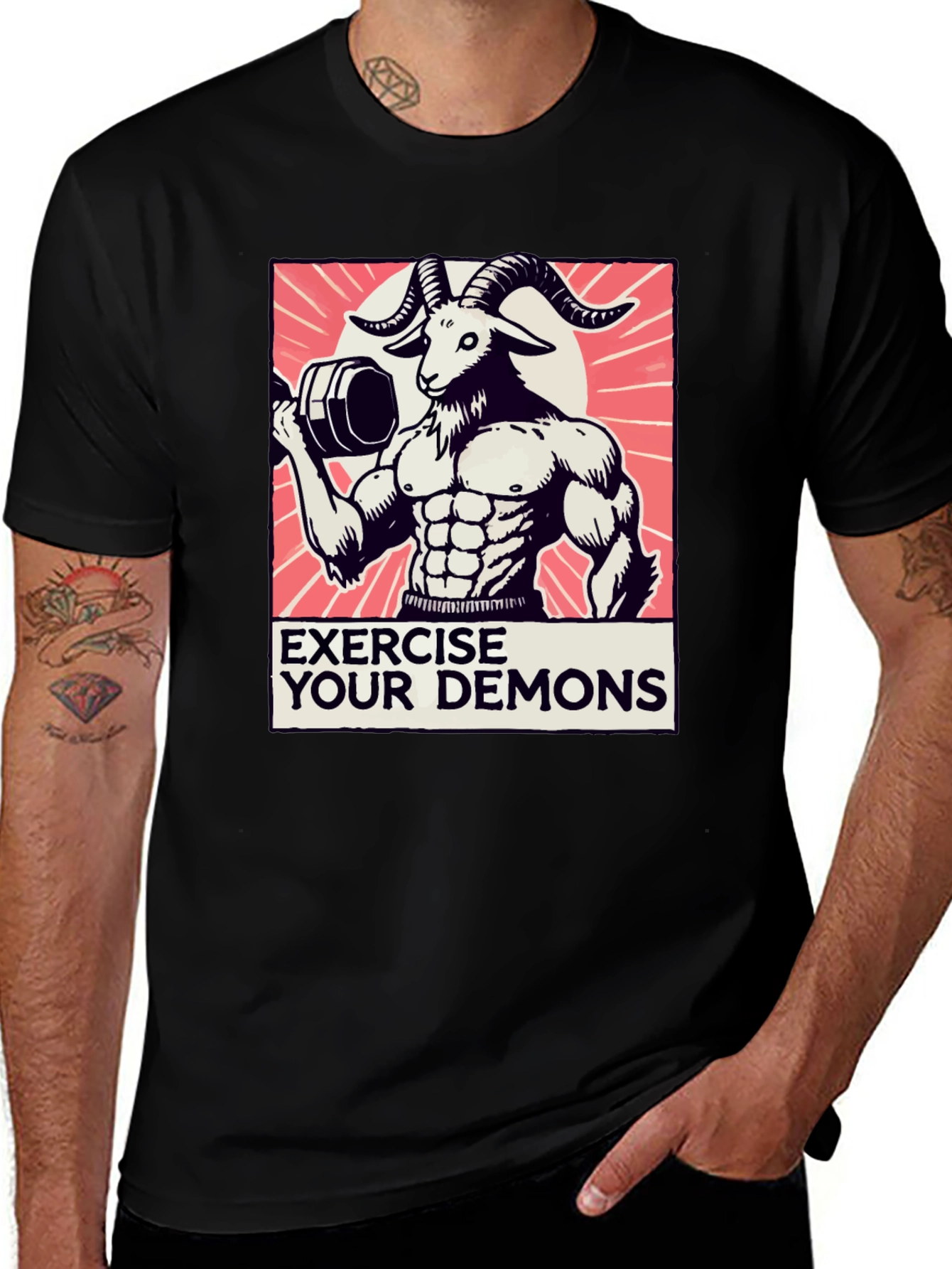 Variant 4 of Exercise Your Demons Graphic Tee - Black Cotton