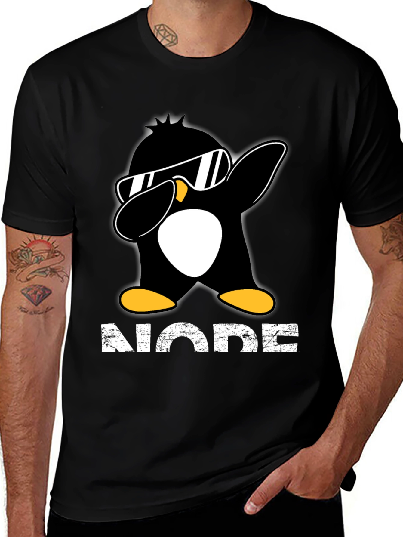 Variant 24 of Dabbing Penguin T-Shirt - NODE Programmer Tee