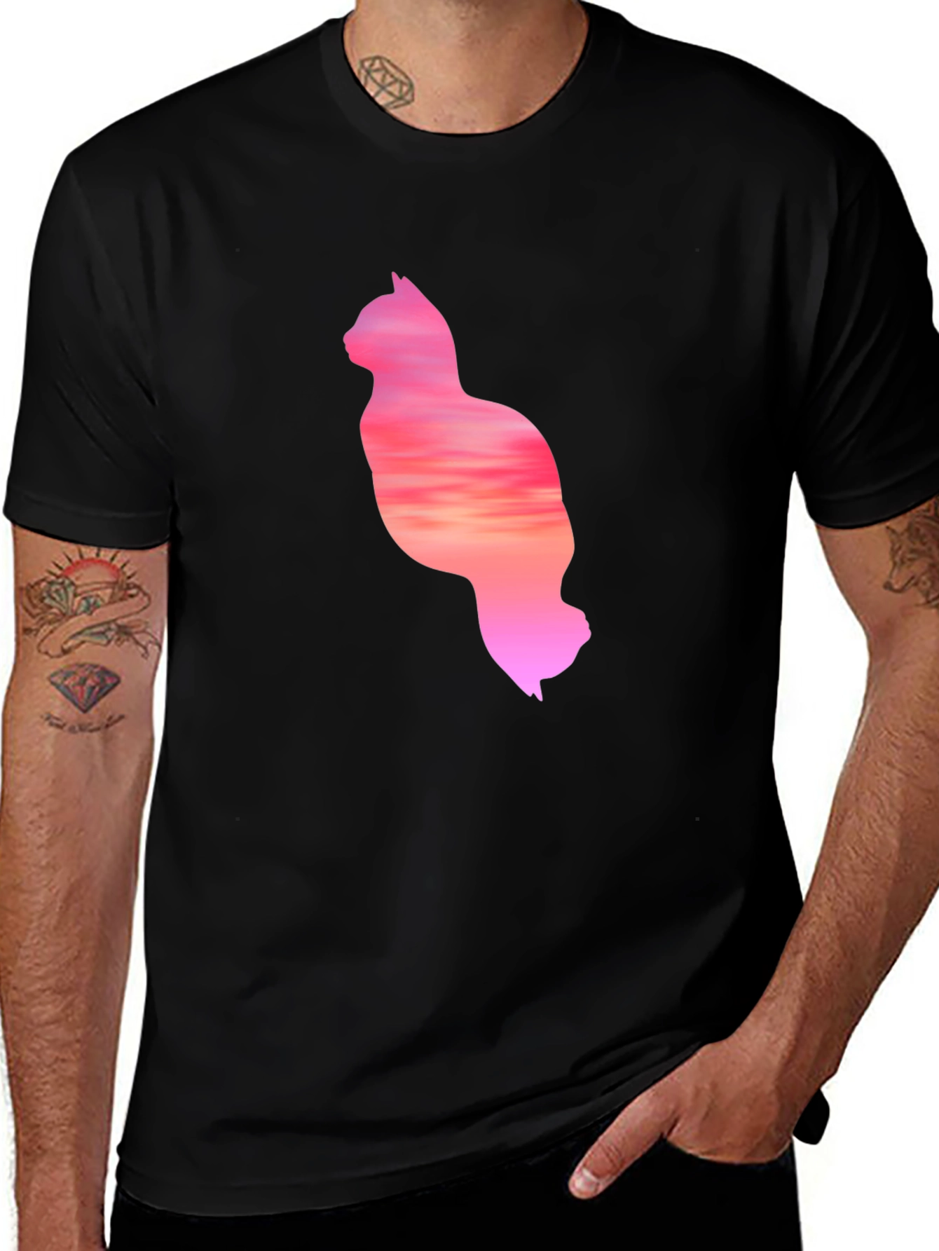 Variant 7 of Sunset Cat Graphic Tee - Unique Design