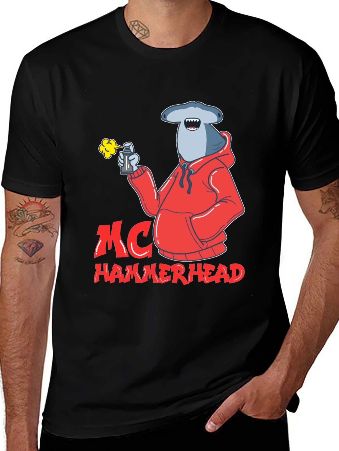 MC Hammerhead Shark T-Shirt - Spray Can Graffiti Style