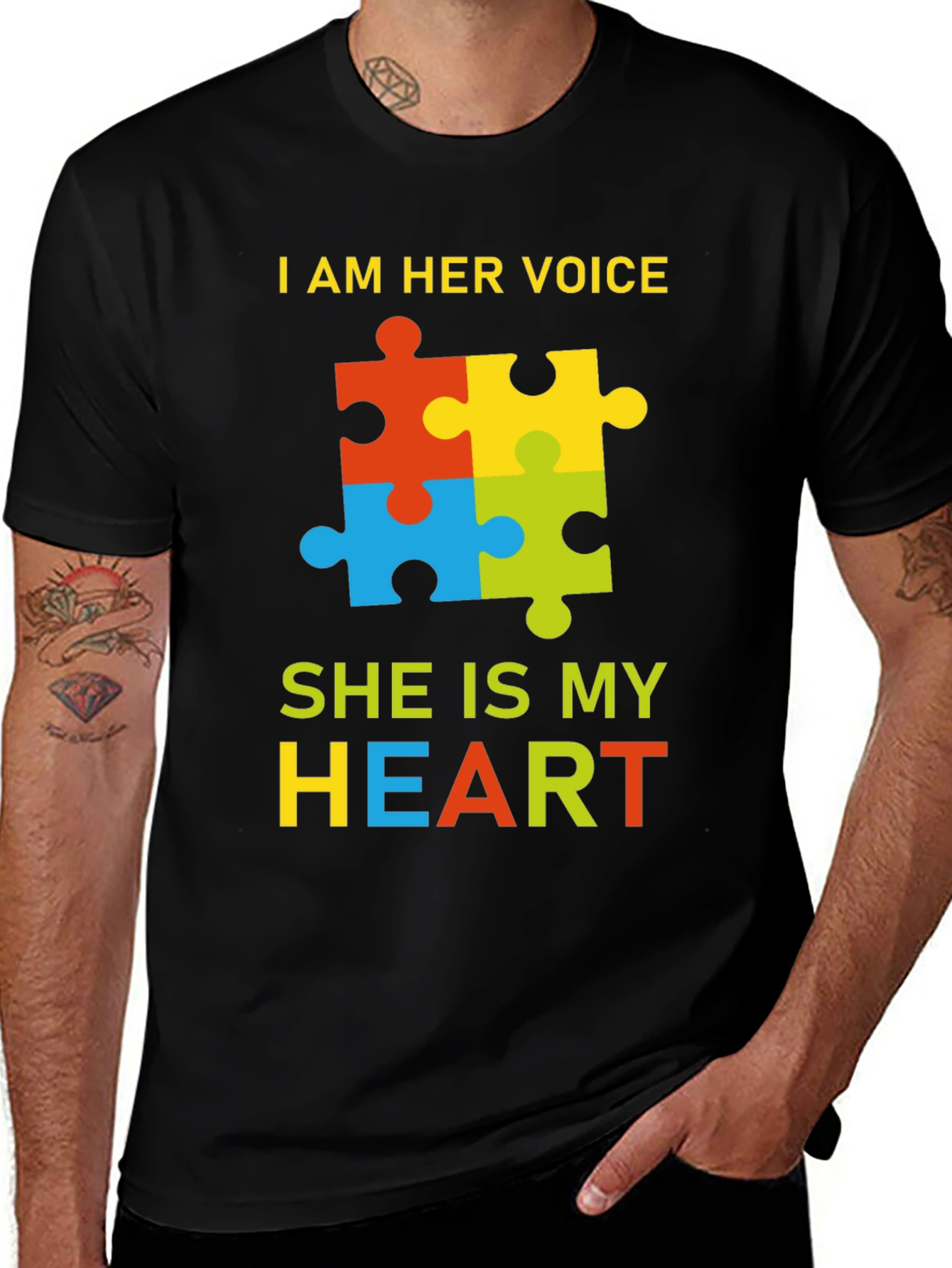 Variant 28 of Autism Awareness Tee: I am Her Voice, She is My Heart