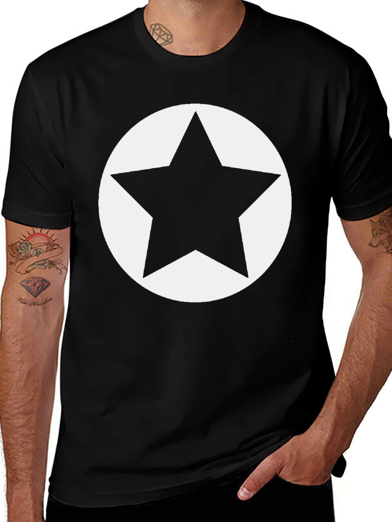 Variant 25 of Bold Star Graphic Tee - Black Cotton Casual Shirt