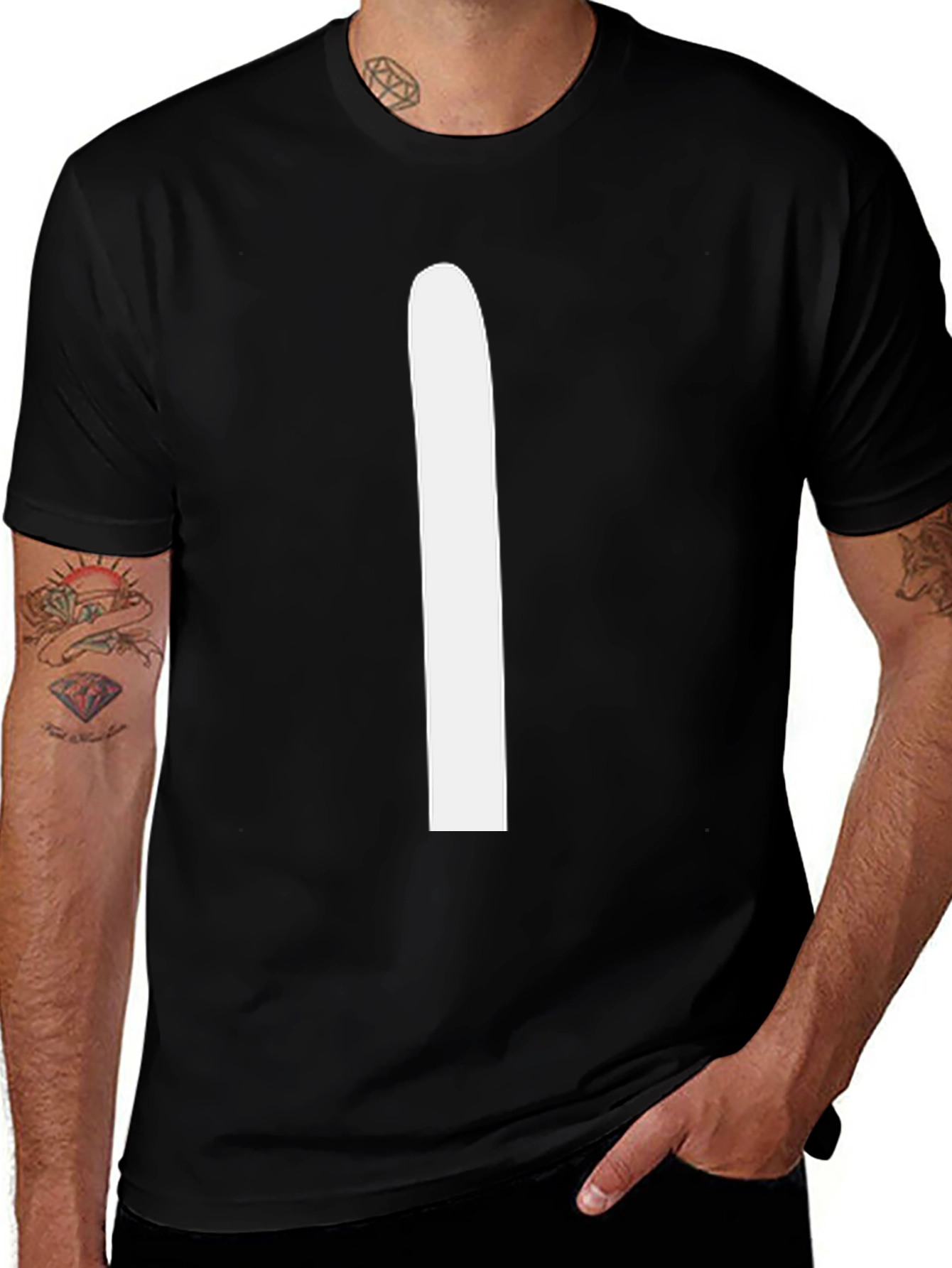 Black T-Shirt with White Stripe
