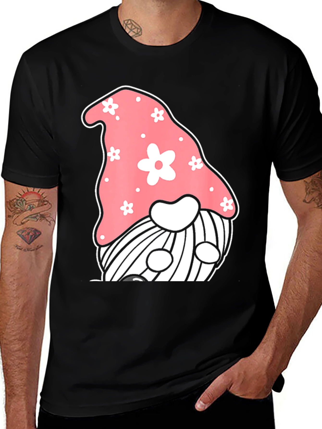 Variant 5 of Cute Gnome Graphic T-Shirt - Black