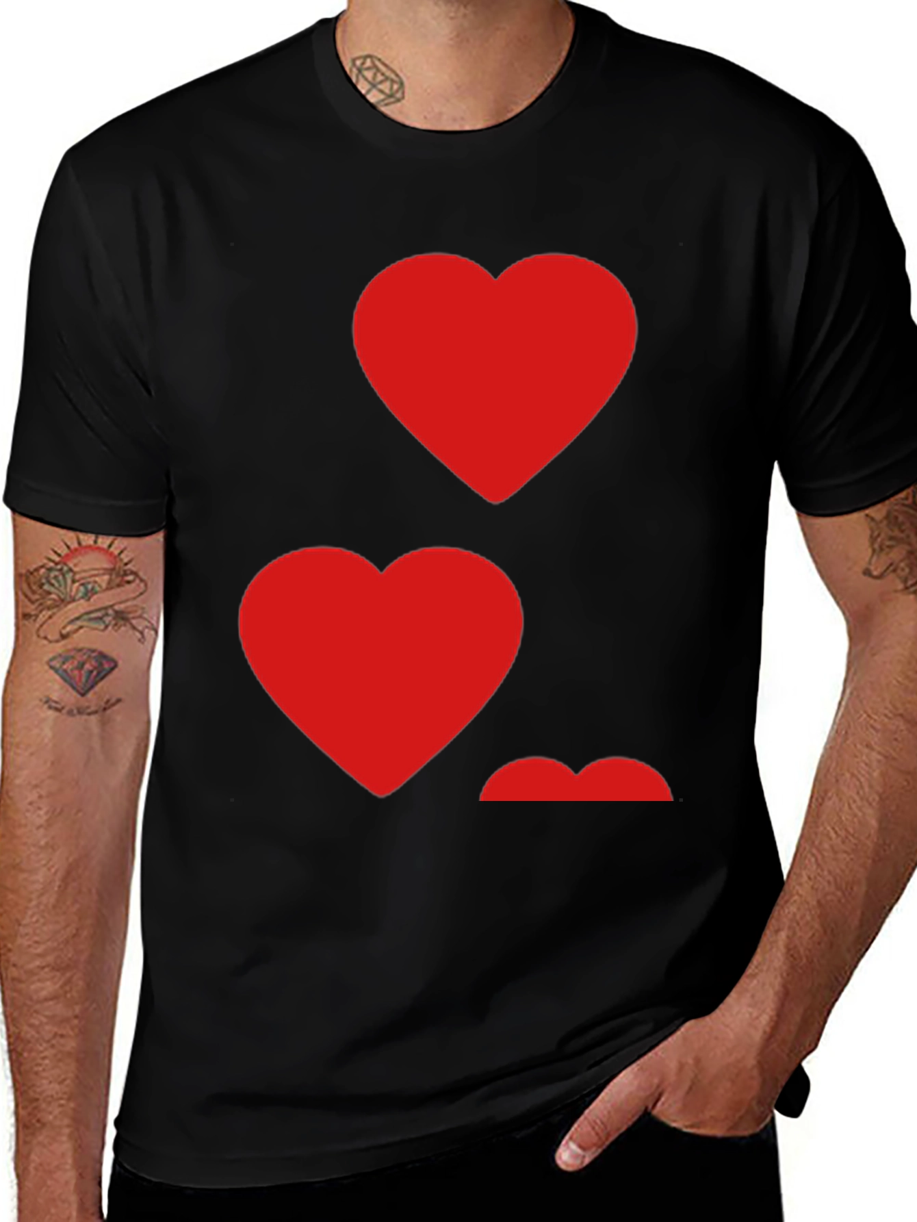 Variant 3 of Heart Pattern Crew Neck Men's T-Shirt
