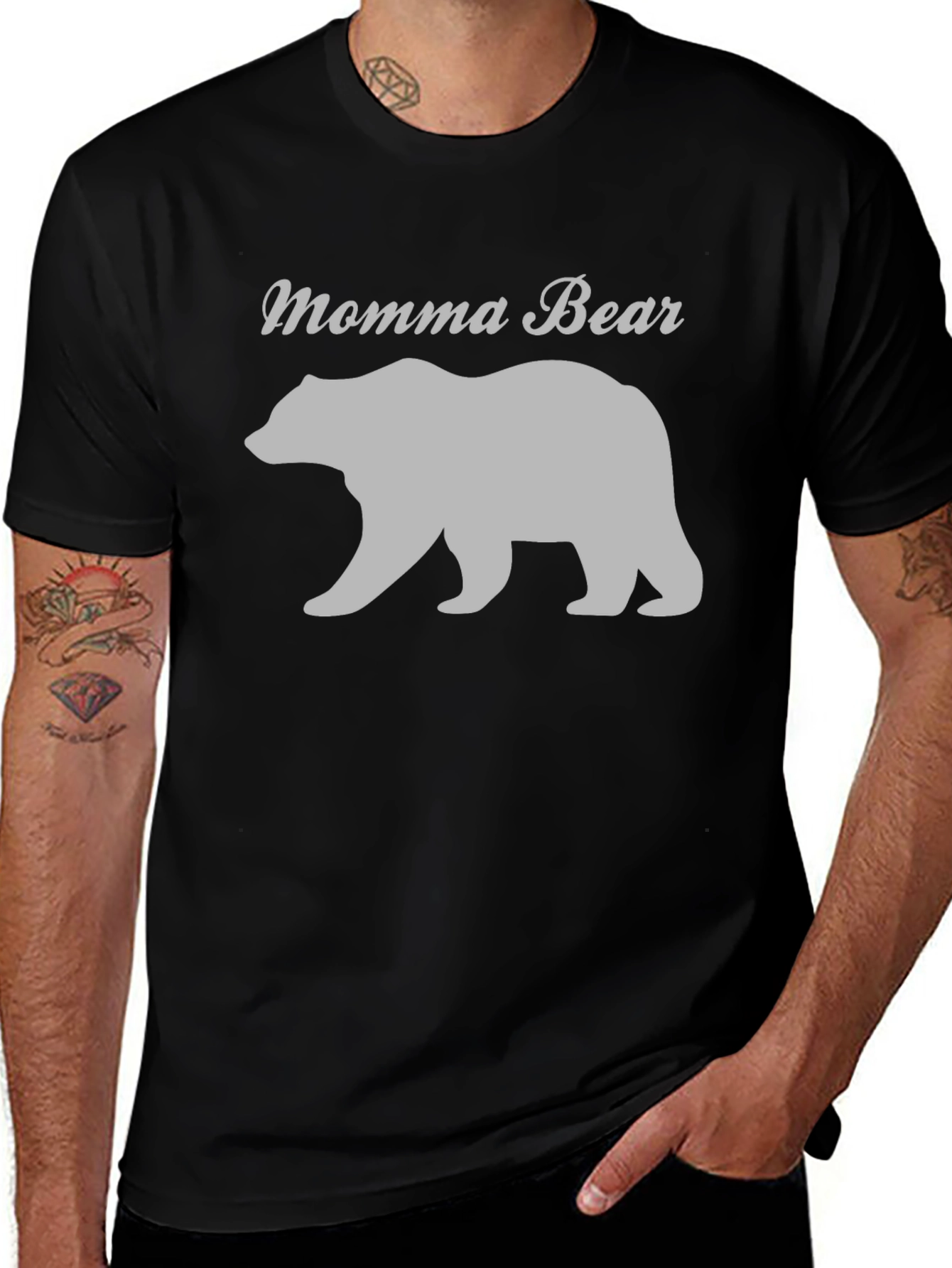 Momma Bear T-Shirt - Black Casual Tee