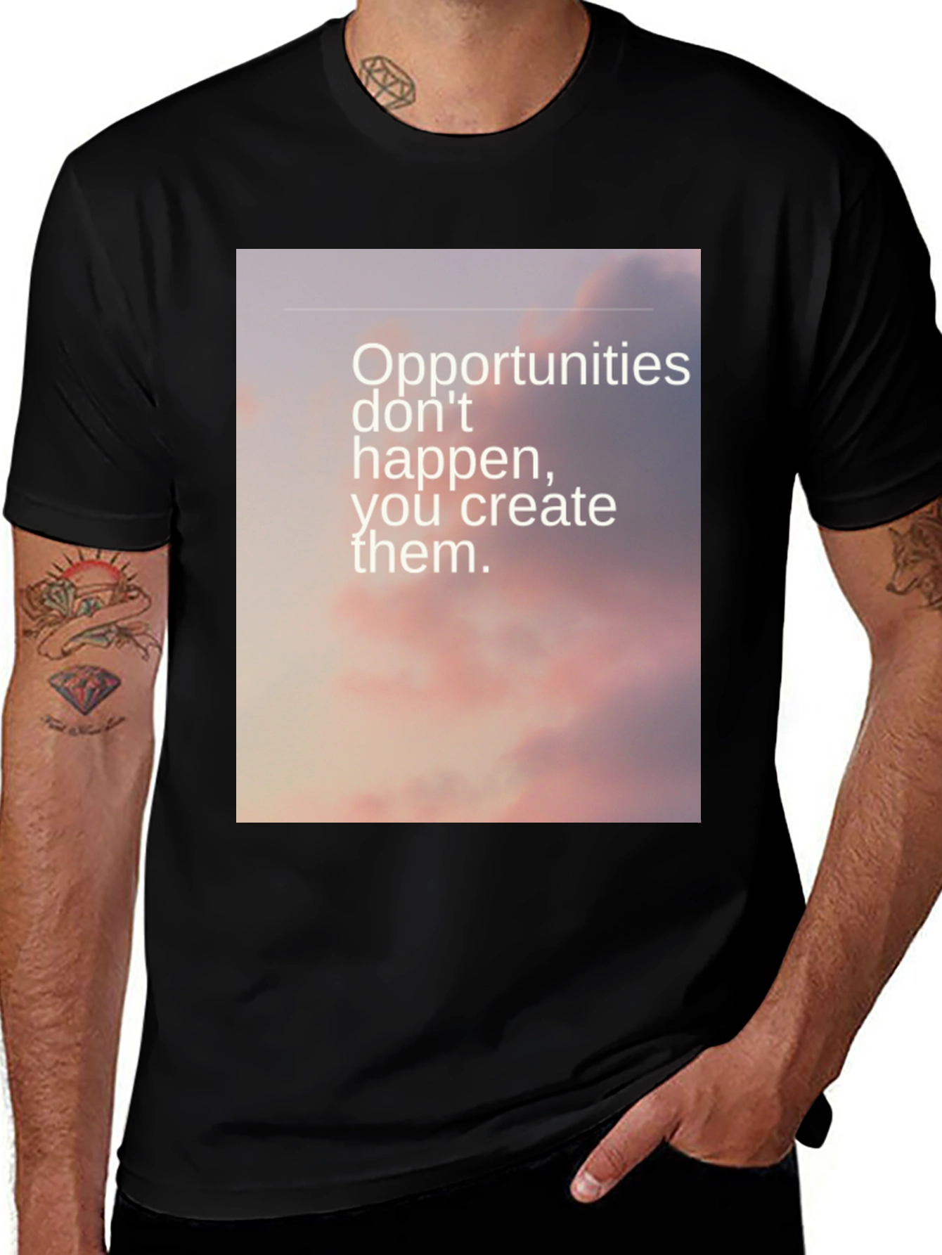 Variant 13 of Inspirational Quote Graphic T-Shirt - Opportunities Await!