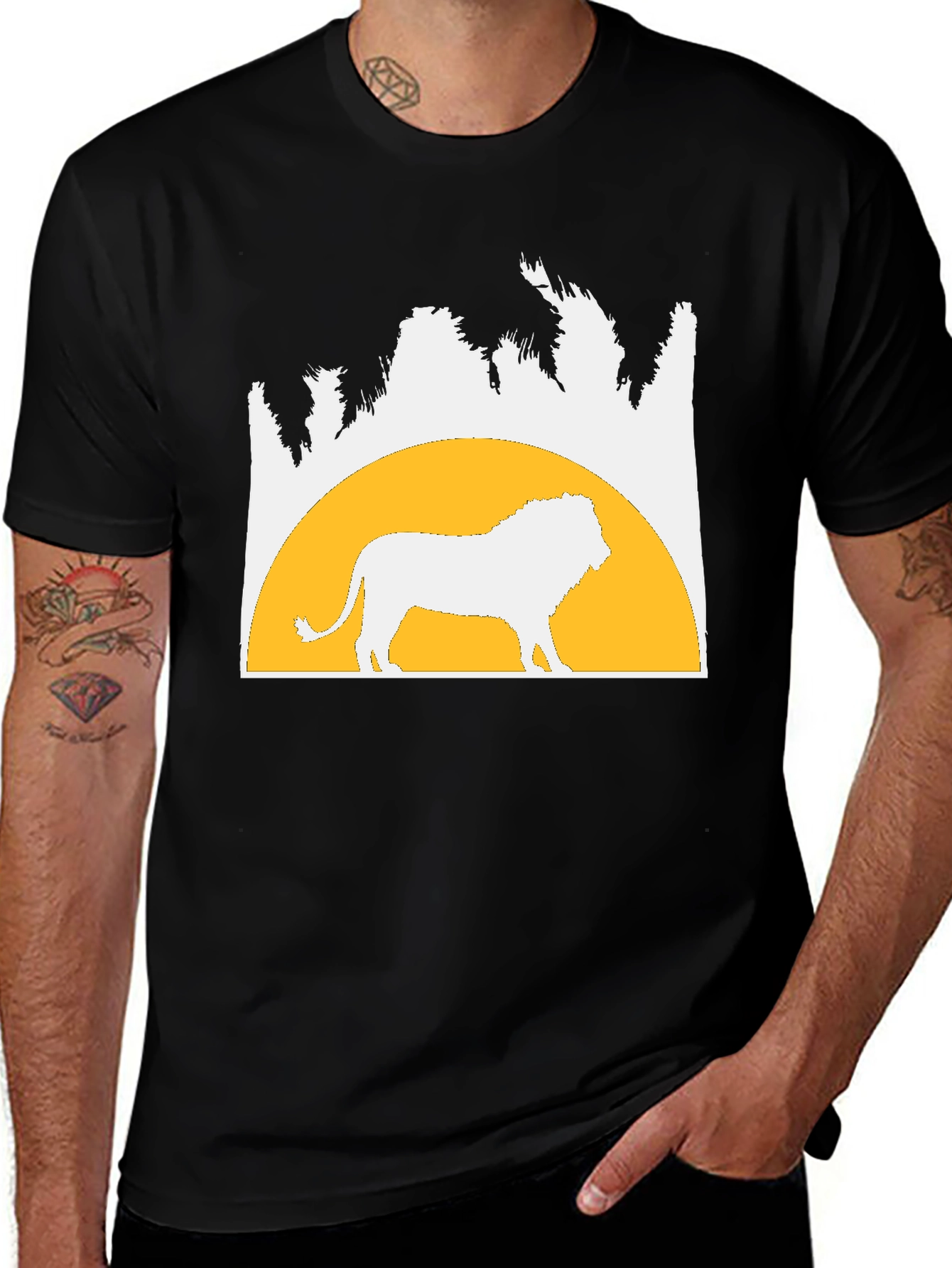 Variant 26 of Lion Silhouette Graphic T-Shirt - Black