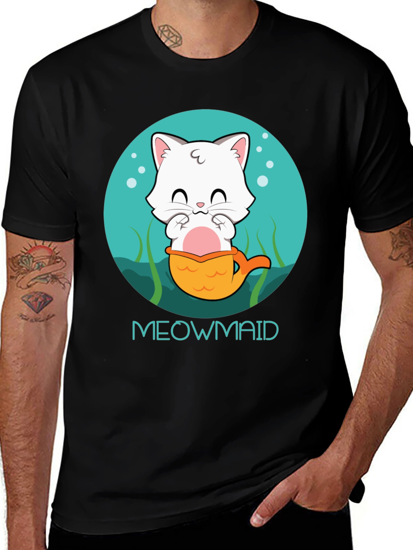 Variant 10 of Meowmaid Cat Mermaid Graphic Tee
