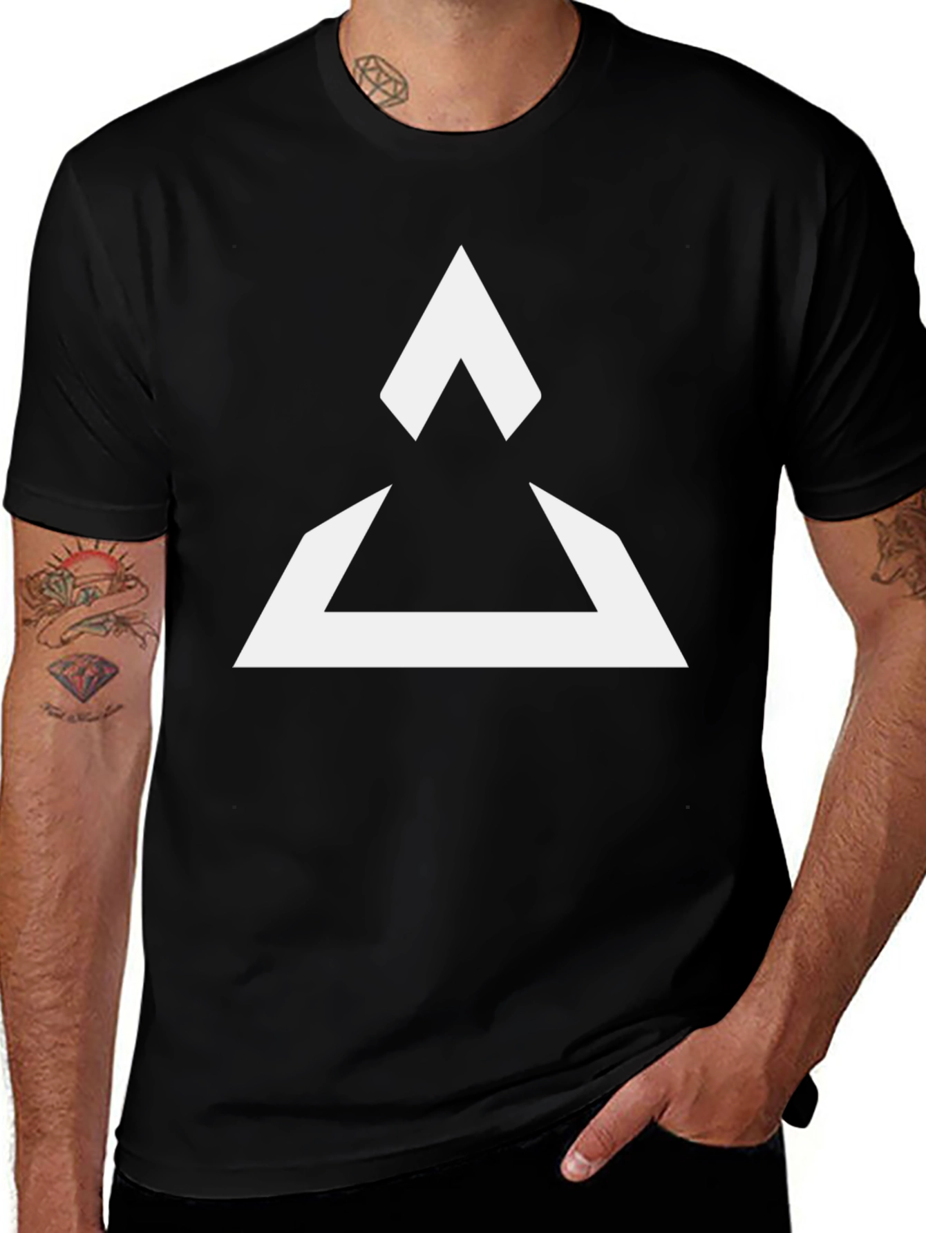 Variant 15 of Geometric Triangle Graphic Black T-Shirt