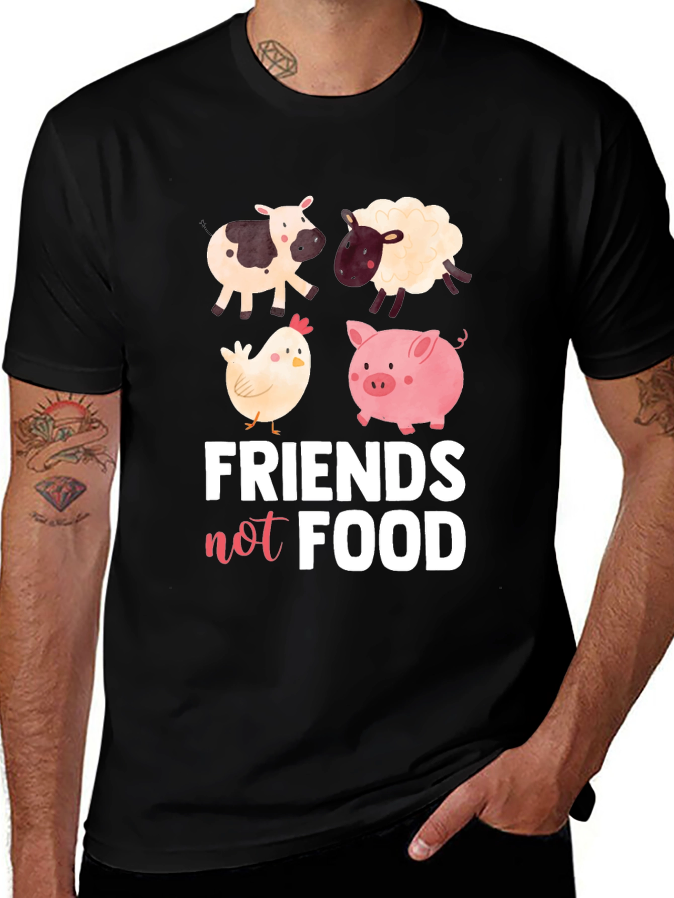 Variant 28 of Vegan Friends Not Food Graphic Tee
