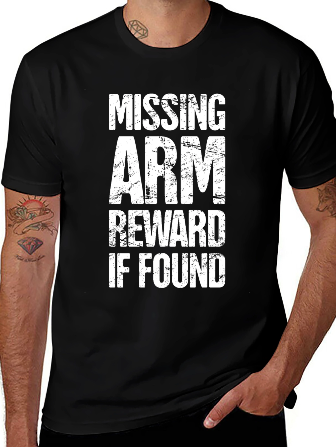 Variant 29 of Missing Arm Reward If Found Graphic T-Shirt