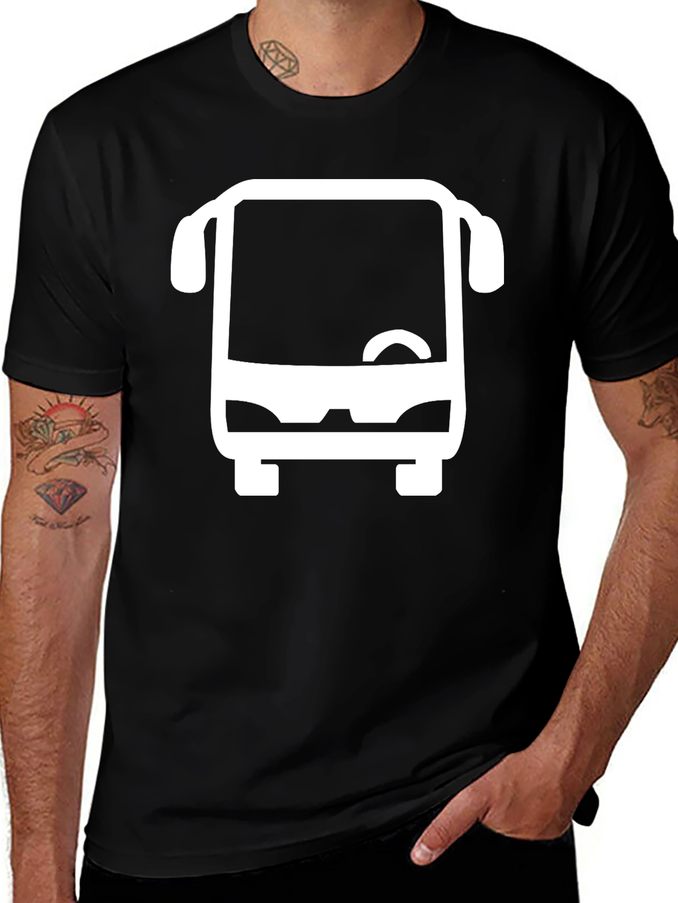 Variant 8 of Bus Graphic Black T-Shirt