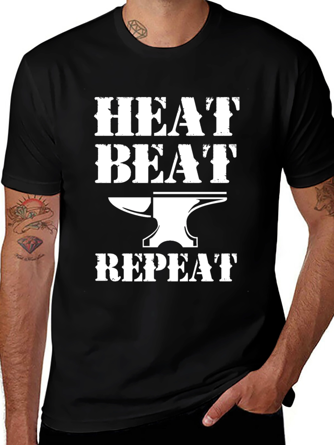 Variant 22 of Heat Beat Anvil Repeat Black T-Shirt