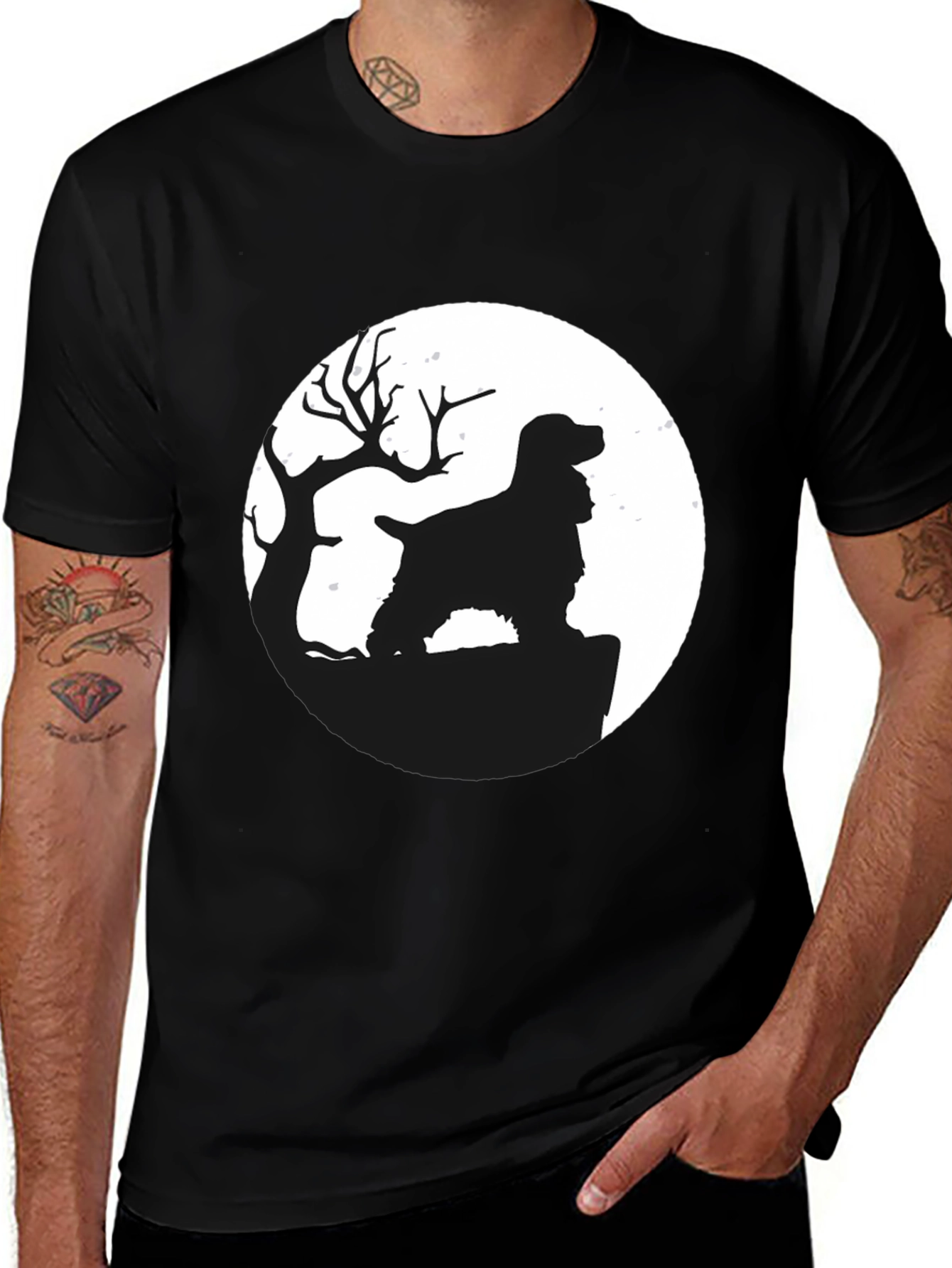 Variant 10 of Dog Silhouette Moon Graphic T-Shirt