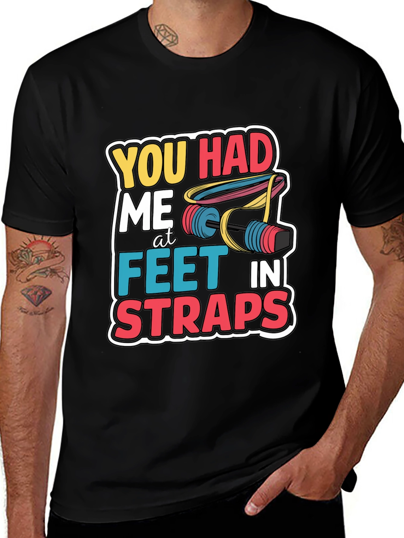 Variant 19 of You Had Me At Feet In Straps Black T-Shirt