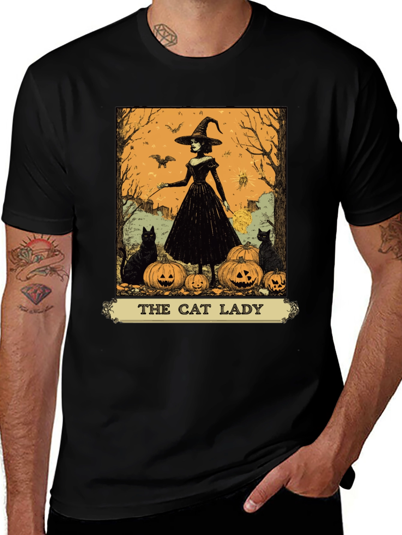 The Cat Lady Halloween Graphic Tee