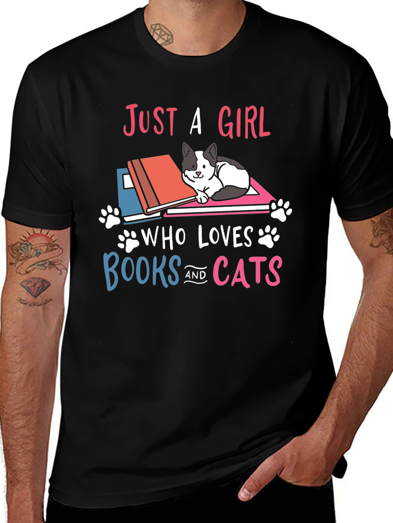 Variant 4 of Just A Girl Who Loves Books and Cats T-Shirt