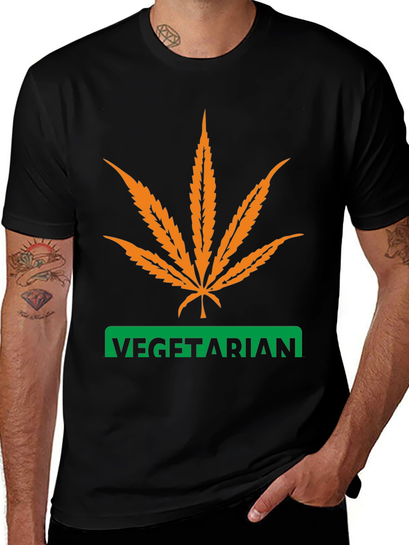 Variant 9 of Vegetarian Graphic T-Shirt - Cannabis Leaf Design