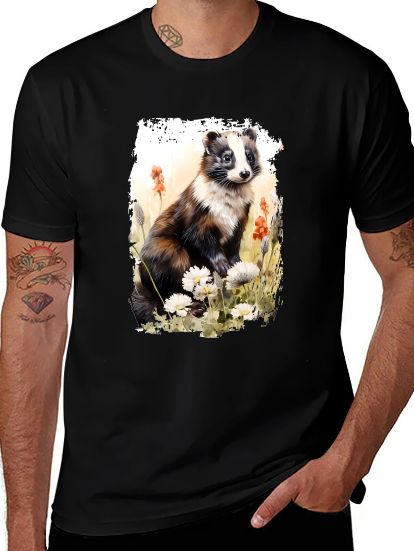 Variant 14 of Badger Graphic Tee - Nature Inspired Design