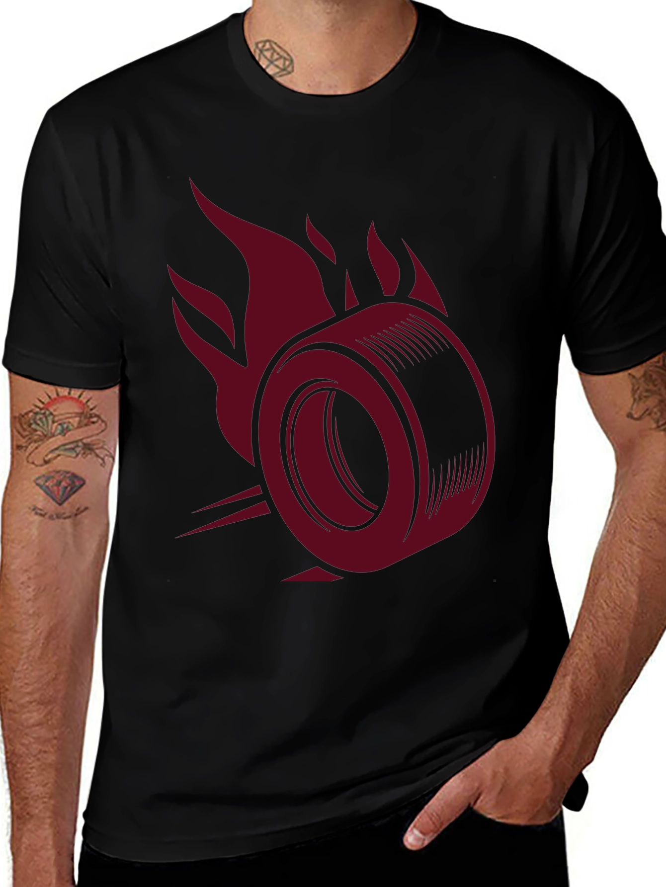 Variant 24 of Burning Rubber Graphic Tee - Men's Black T-Shirt