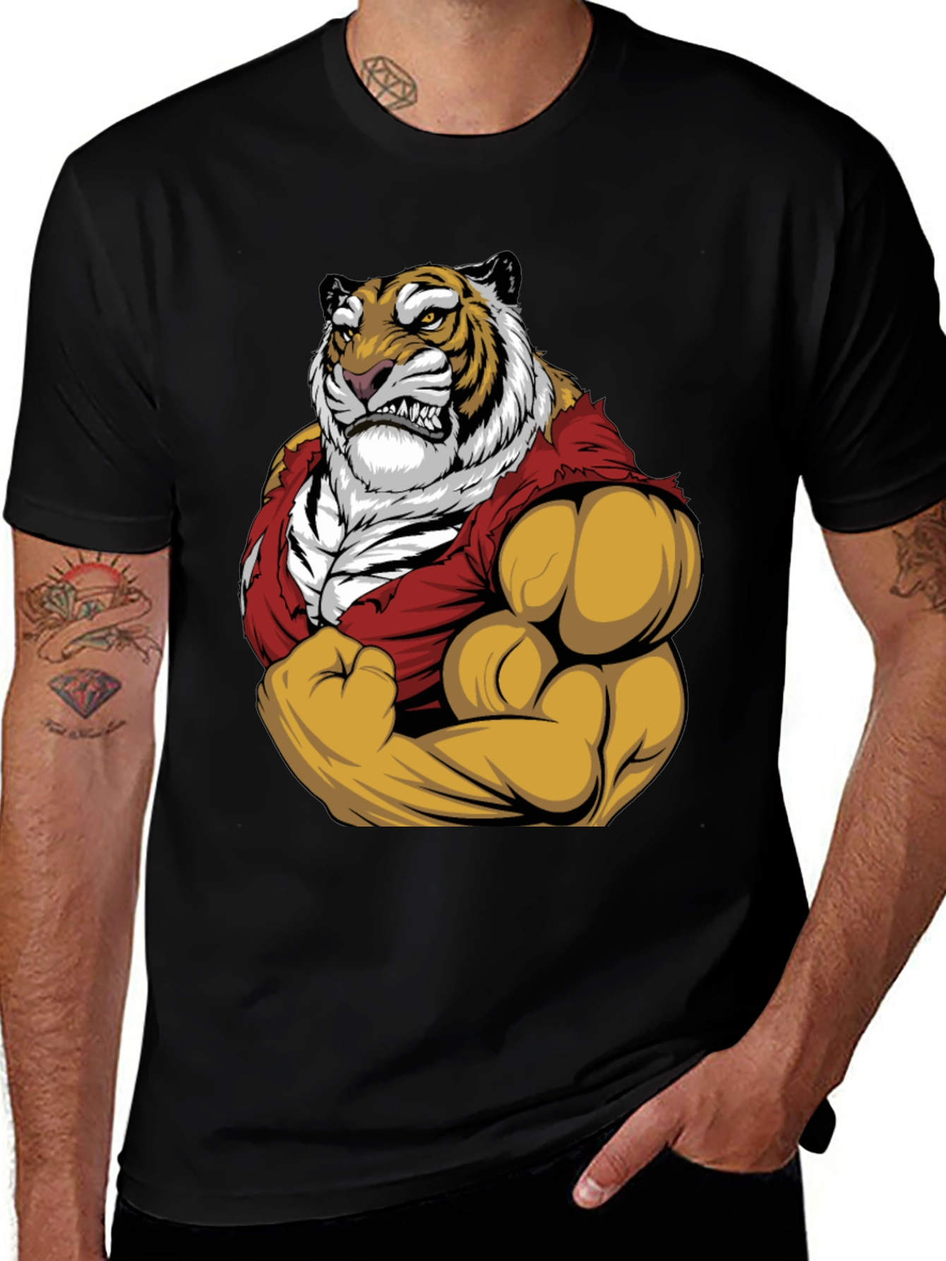 Variant 18 of Tiger Muscles Graphic Tee - Unleash Your Inner Beast