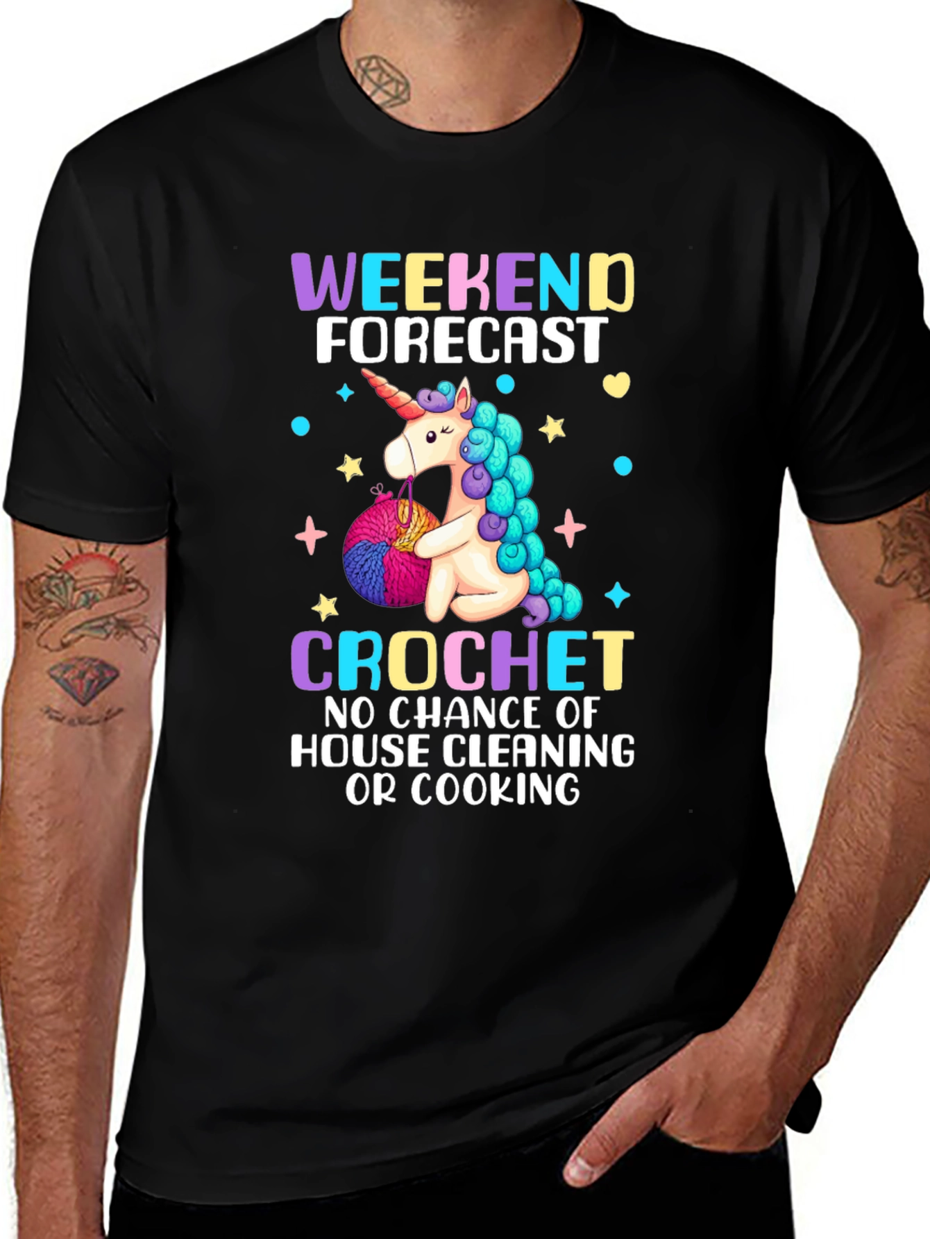 Variant 25 of Unicorn Crochet T-Shirt: Weekend Forecast