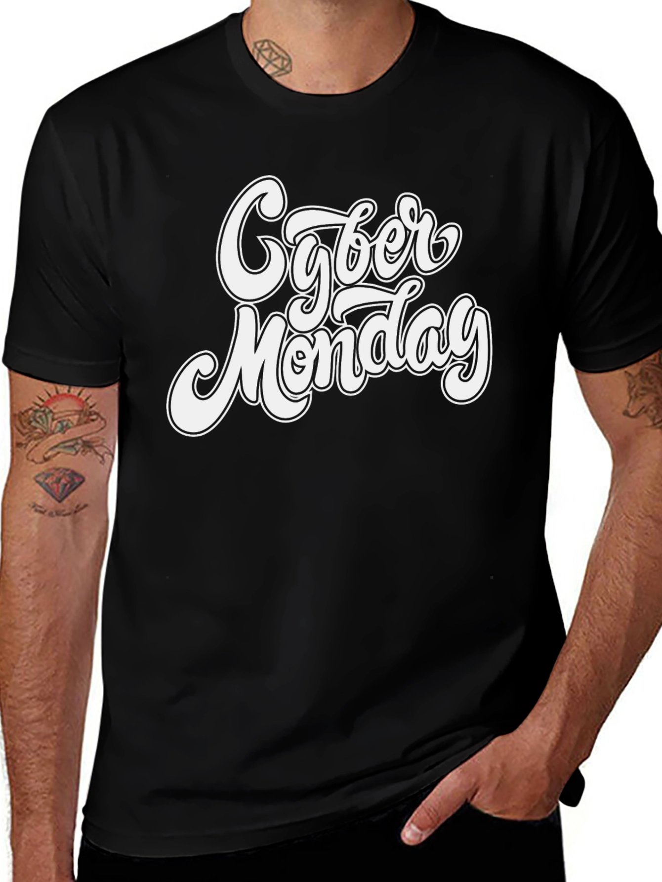 Cyber Monday Graphic Tee - Black Cotton Blend