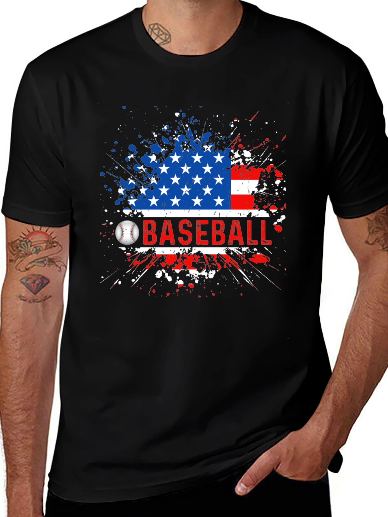 Variant 10 of Baseball American Flag T-Shirt