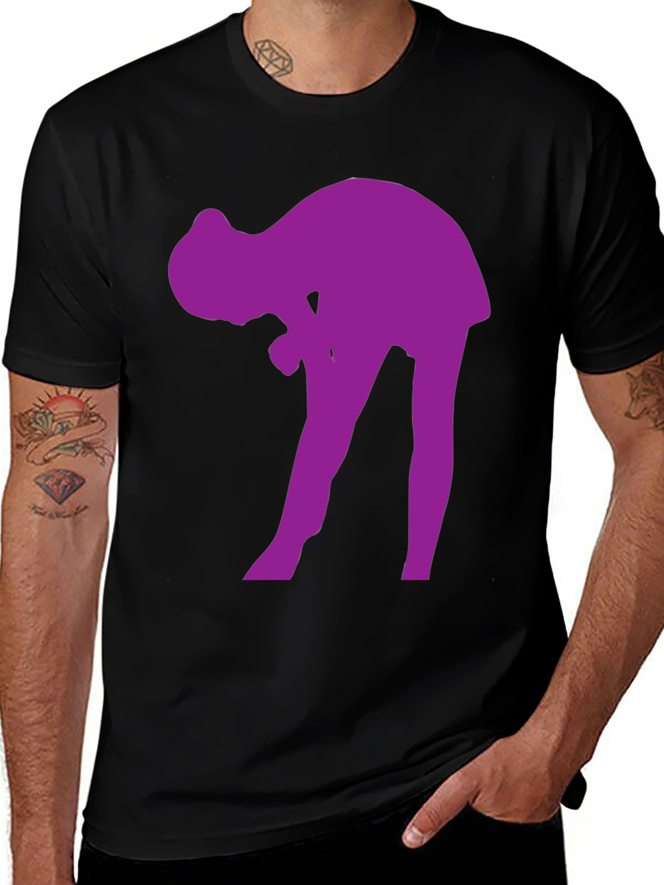Variant 7 of Purple Silhouette Graphic Black T-Shirt