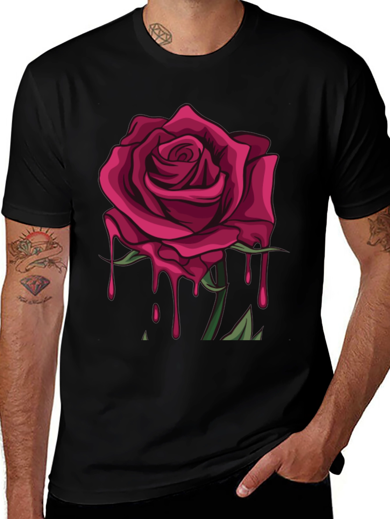Variant 26 of Rose Drip Graphic Tee - Stylish Unisex T-Shirt