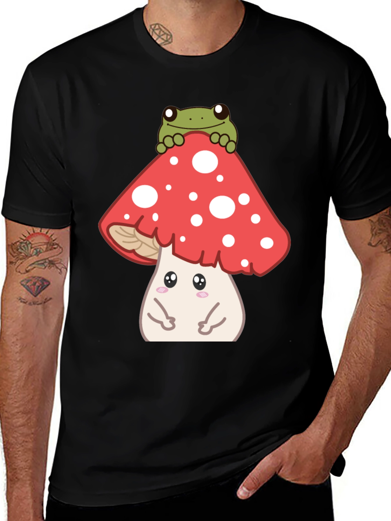 Variant 20 of Frog on Mushroom T-Shirt - Cute Cartoon Design