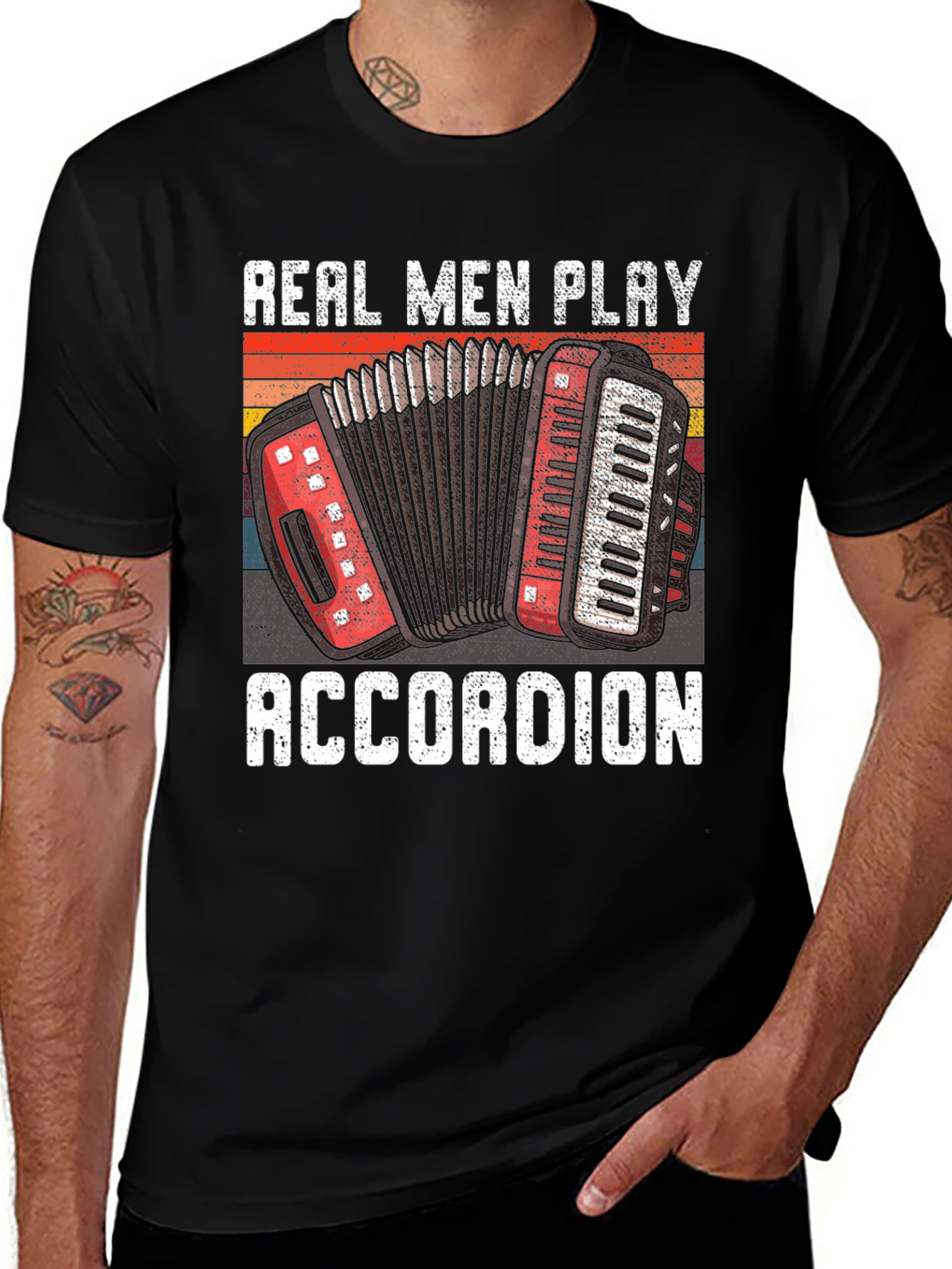 Variant 26 of Real Men Play Accordion Graphic Tee - Musician Gift