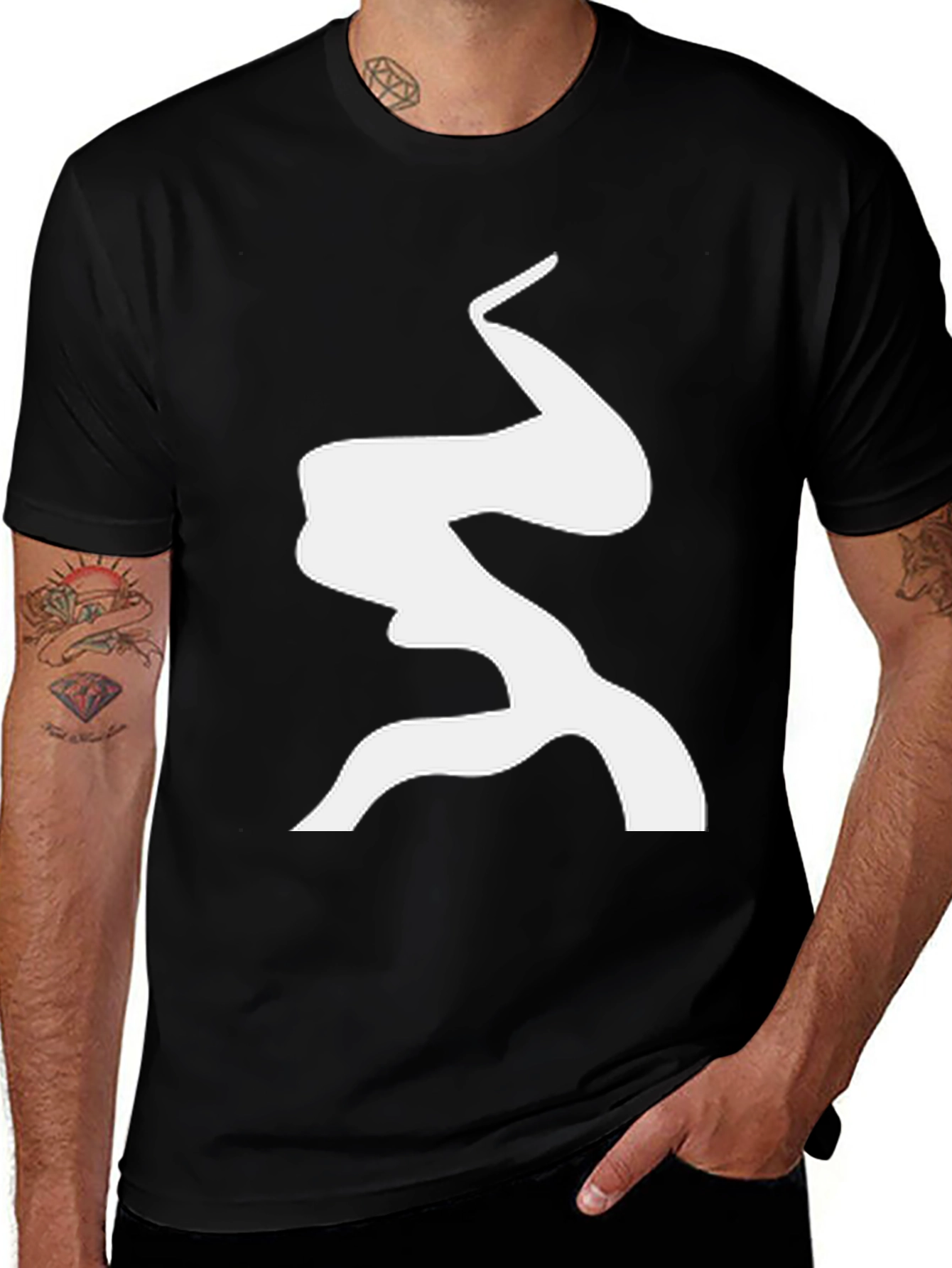 Variant 30 of Abstract White Design Black T-Shirt