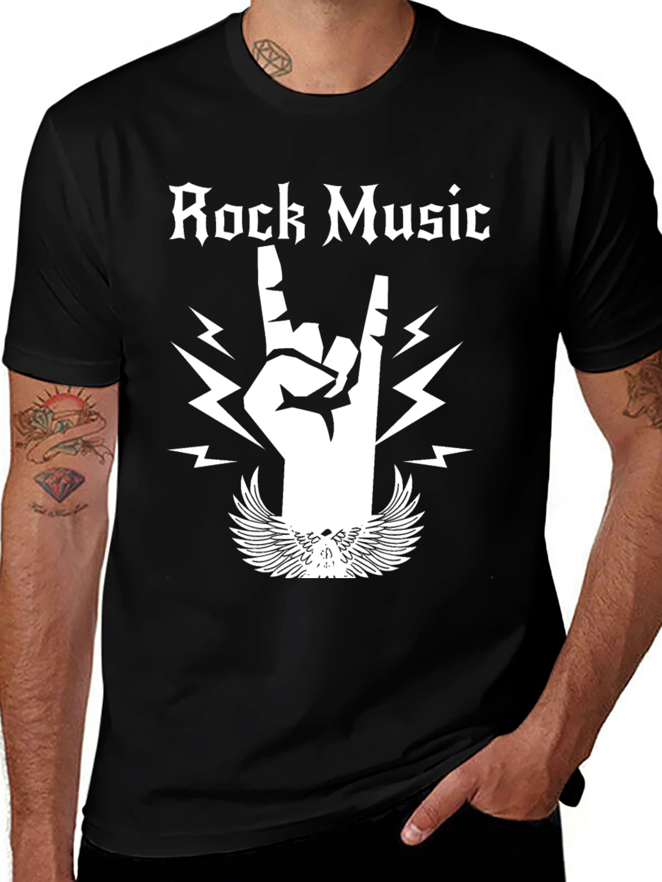 Variant 14 of Rock Music Graphic Tee - Black