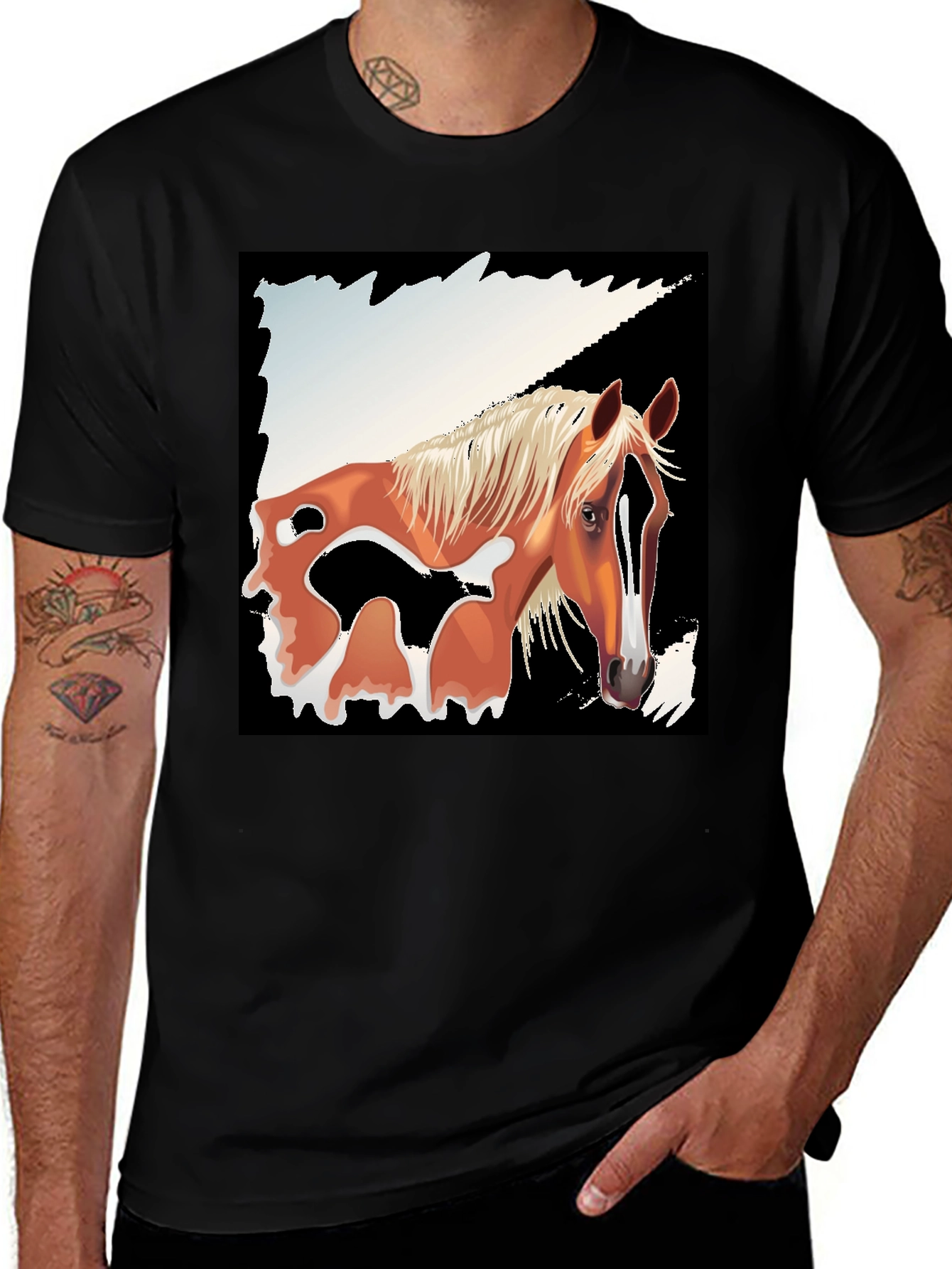 Variant 23 of Horse Graphic Tee - Men's Black T-Shirt