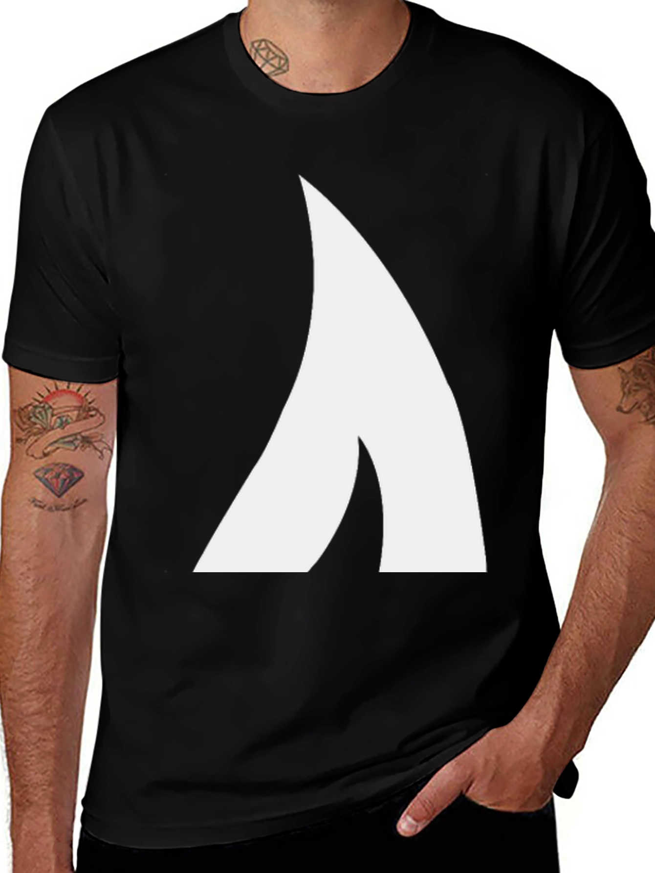 Variant 26 of Abstract White Design Black T-Shirt