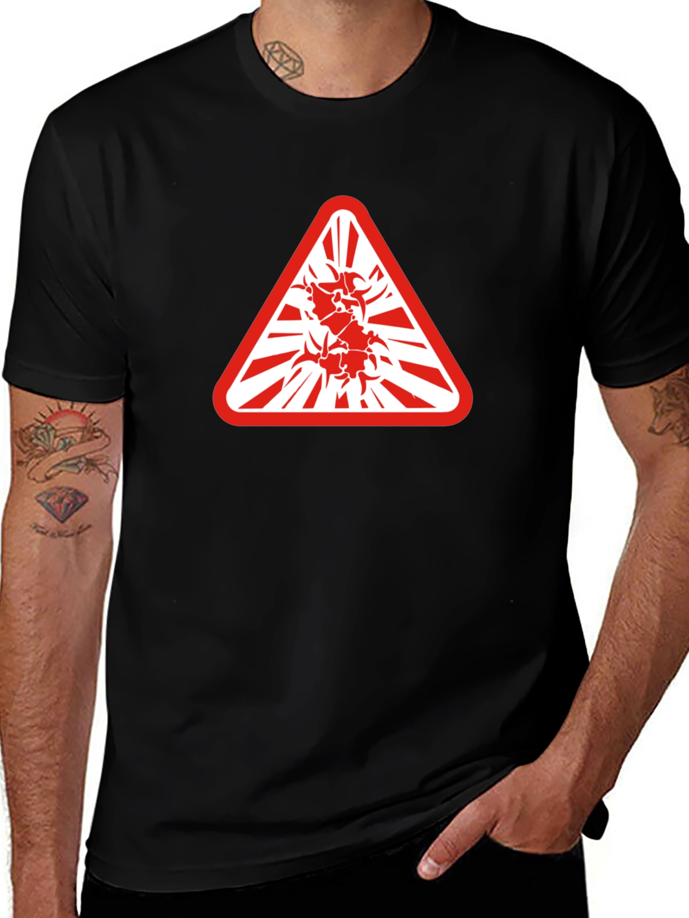 Variant 29 of Hazard Symbol Graphic Tee - Edgy & Bold Style