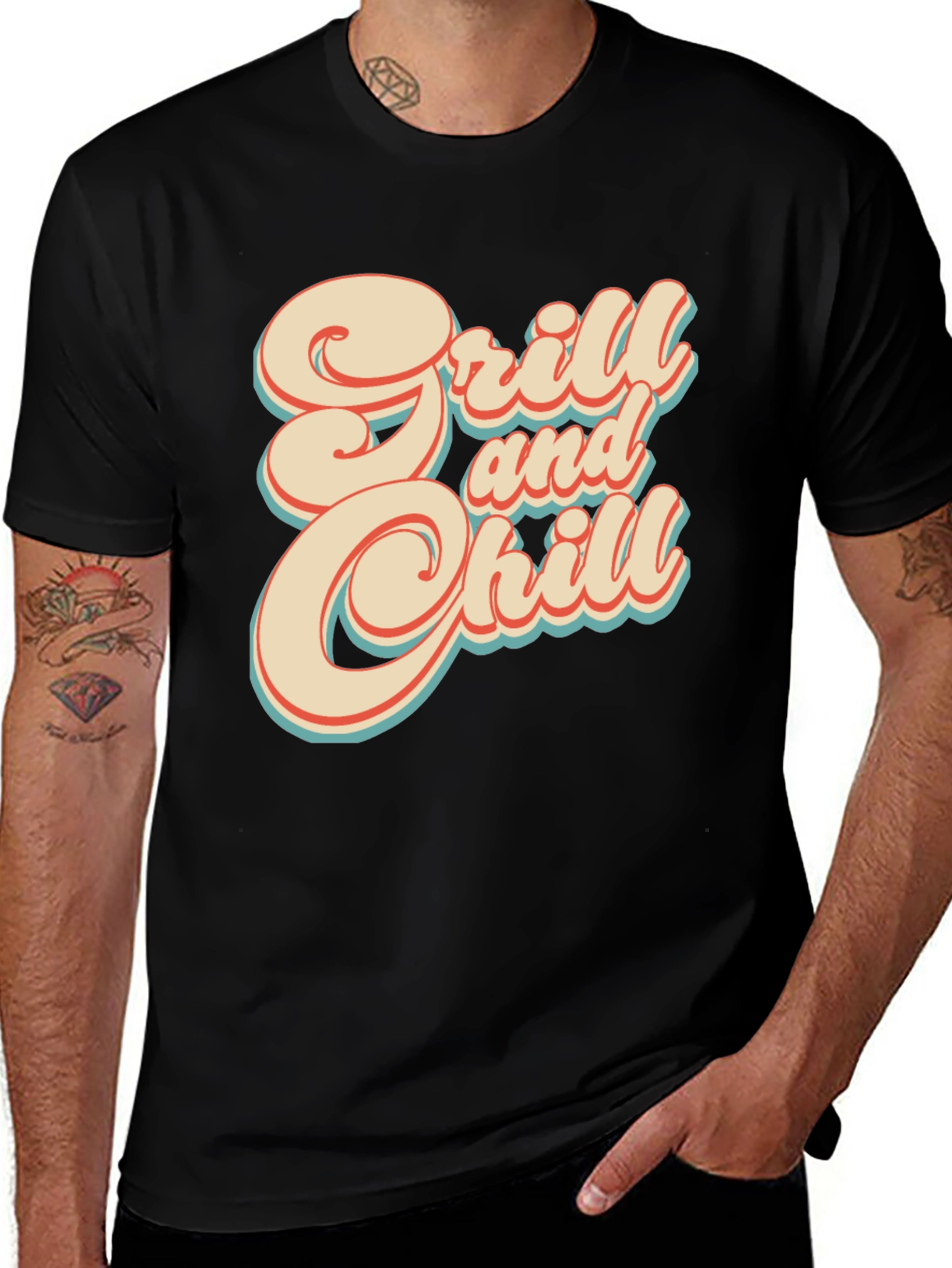 Variant 22 of Grill and Chill Graphic Tee - Retro Style