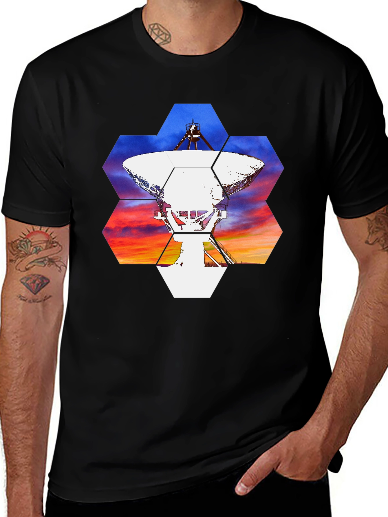 Variant 23 of Telescope Hexagon Graphic T-Shirt