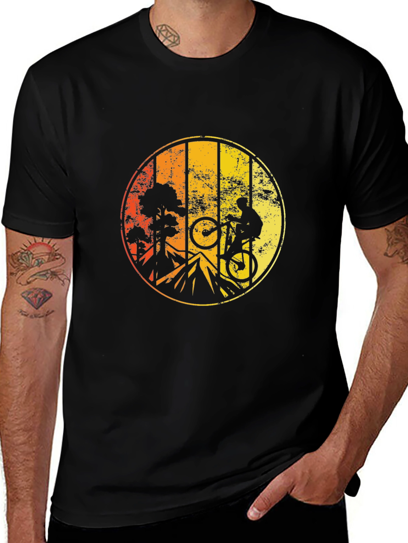 Variant 5 of Mountain Biking Sunset Graphic Tee
