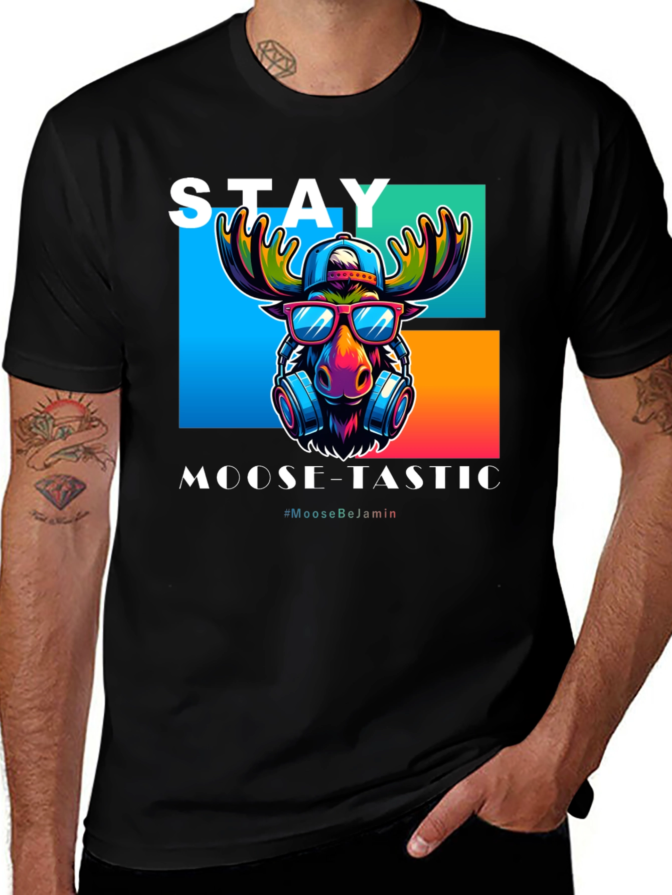 Variant 14 of Stay Moose-Tastic Black Graphic Tee