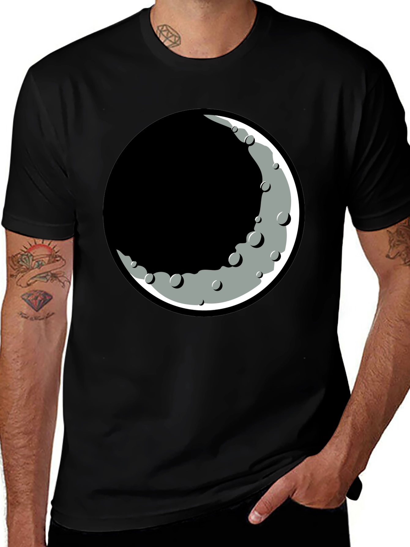Variant 2 of Lunar Eclipse Graphic Tee - Black Cotton Casual Shirt